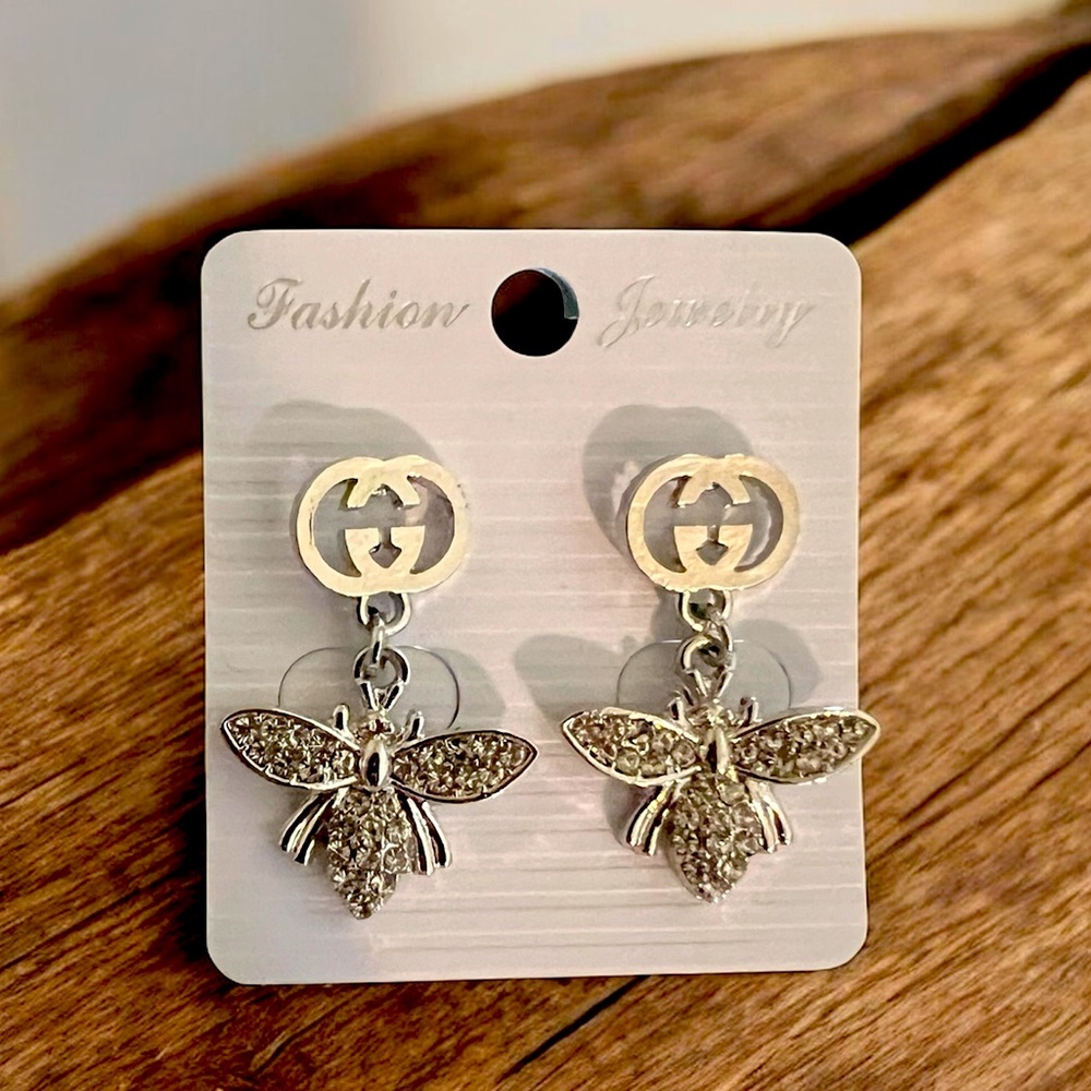 Fashion Silver Bee Drop Earrings NEW